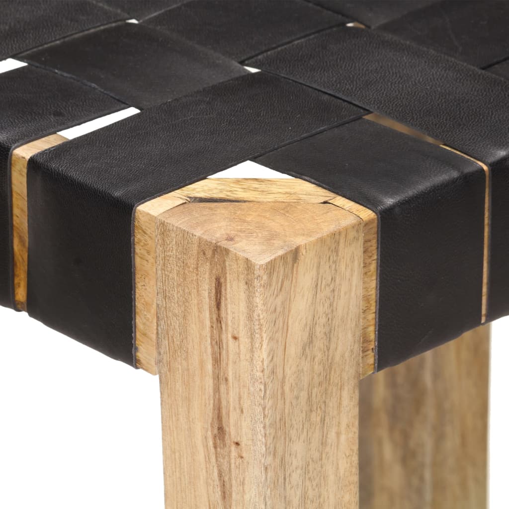 Tabourets de bar lot de 2 noir cuir véritable 75 cm