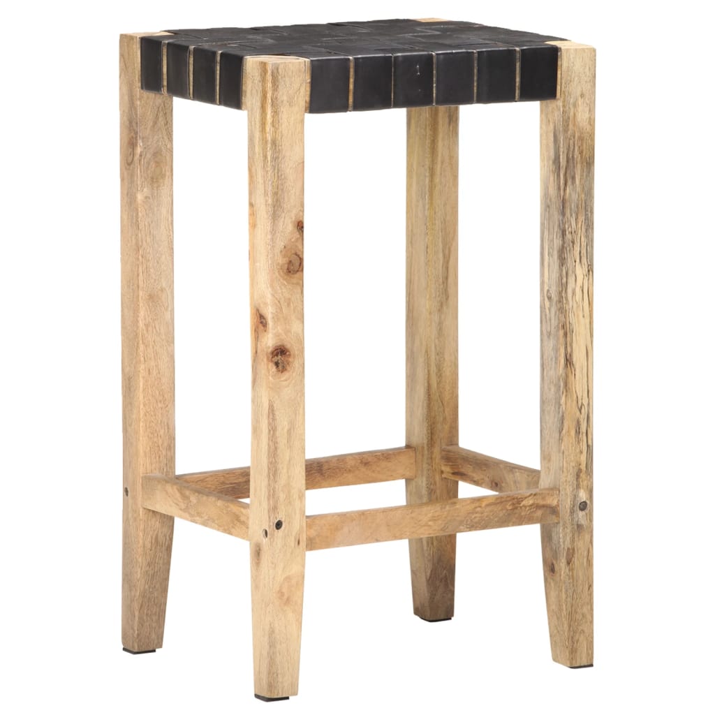 Tabourets de bar lot de 2 noir cuir véritable 75 cm