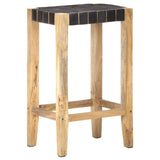 Tabourets de bar lot de 2 noir cuir véritable 75 cm