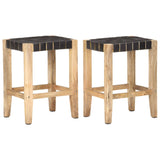 Barhocker 2er-Set aus echtem Mangoholzleder 46x36x60 cm