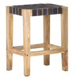 Barhocker 2er-Set aus echtem Mangoholzleder 46x36x60 cm