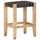 Barhocker 2er-Set aus echtem Mangoholzleder 46x36x60 cm