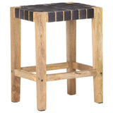 Barhocker 2er-Set aus echtem Mangoholzleder 46x36x60 cm