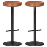 Tabourets de bar lot de 2 marron cuir véritable