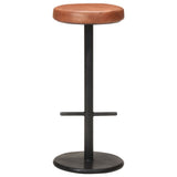 Bar stools set of 2 brown genuine leather