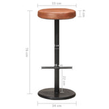 Bar stools set of 2 brown genuine leather