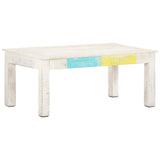 Coffee table White 110x60x45 cm Solid mango wood