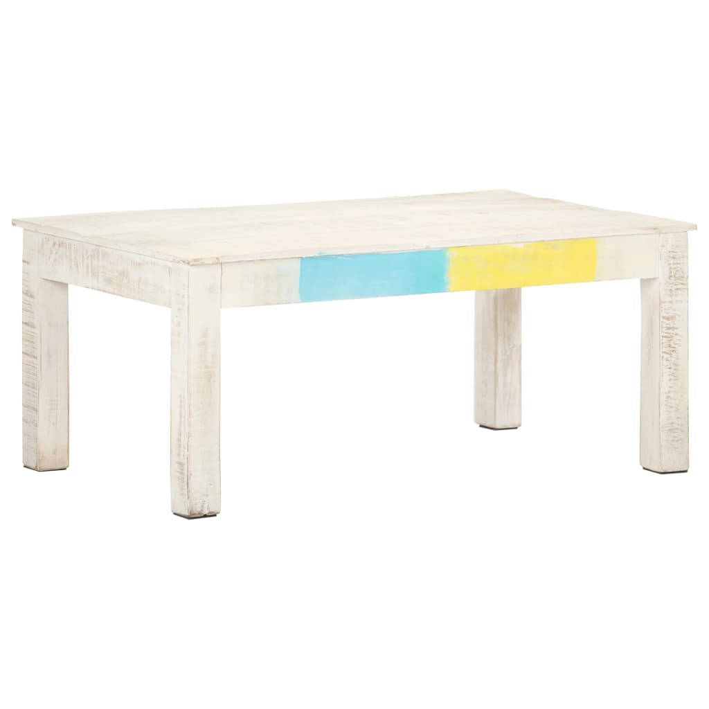 Coffee table White 110x60x45 cm Solid mango wood