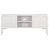 Meuble TV Blanc 115x30x46 cm Bois massif de manguier