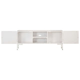 Meuble TV Blanc 115x30x46 cm Bois massif de manguier