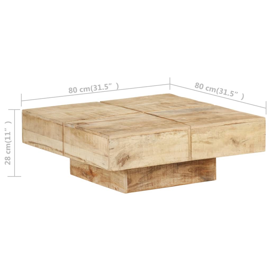 Table basse 80x80x28 cm Bois de manguier massif