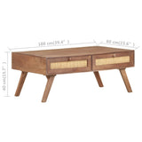 Table basse 100x60x40 cm Bois de manguier massif