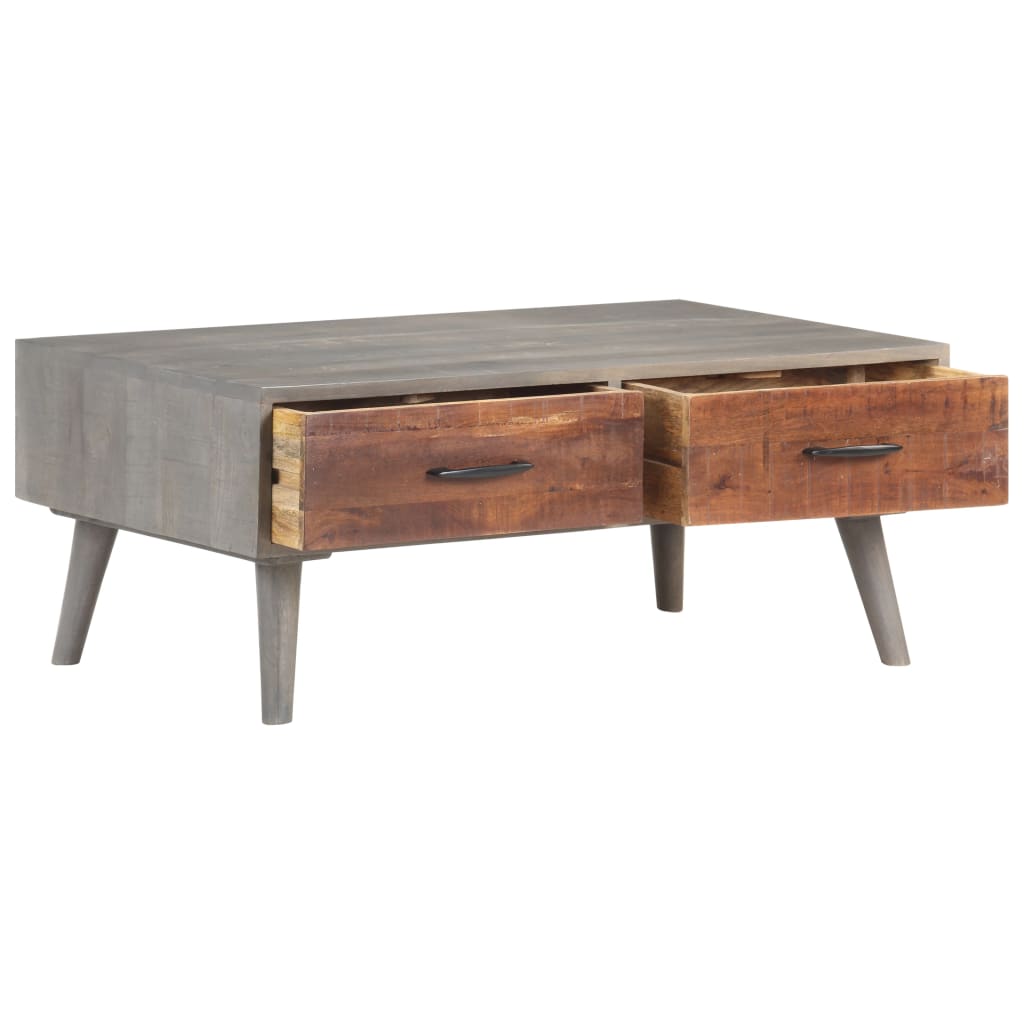 Table basse Gris 100x60x40 cm Bois massif de manguier brut