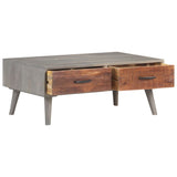 Table basse Gris 100x60x40 cm Bois massif de manguier brut