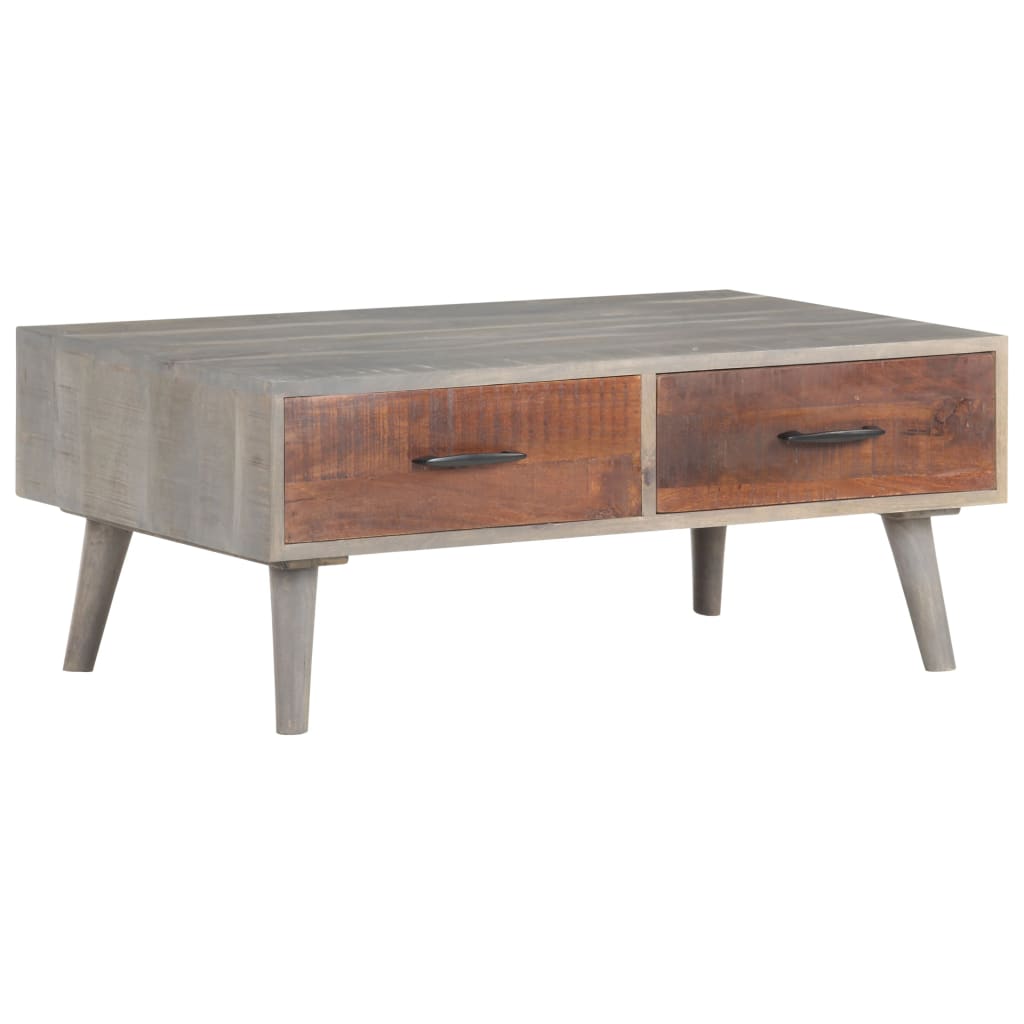 Table basse Gris 100x60x40 cm Bois massif de manguier brut