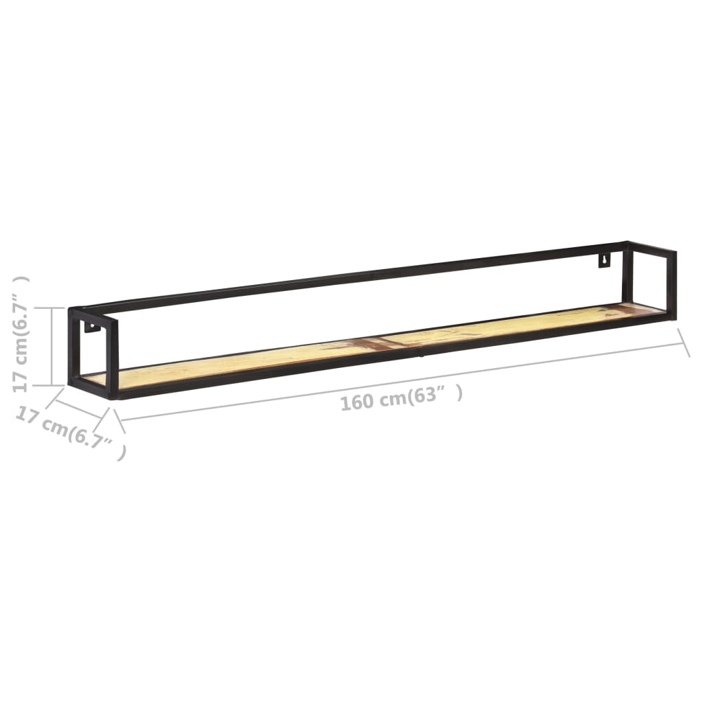 Étagères murales 2 pcs 160 cm Bois de récupération massif