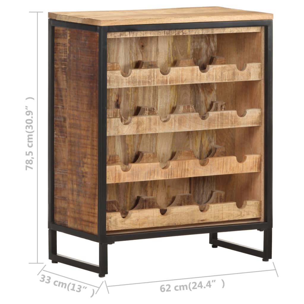 Armoire à vin 62x33x78,5 cm Bois de manguier brut