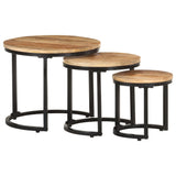 Tables d'appoint 3 pcs Bois de manguier brut