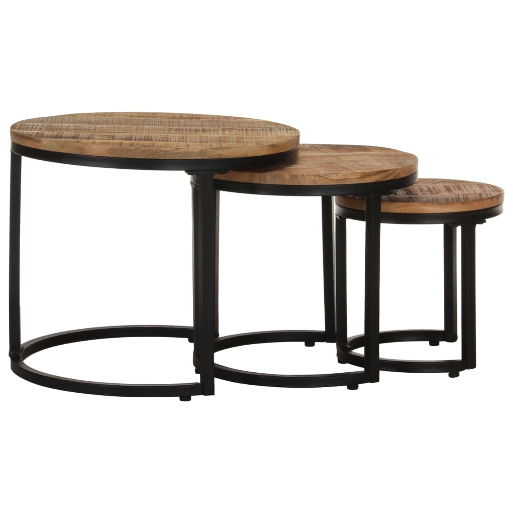 Tables d'appoint 3 pcs Bois de manguier brut