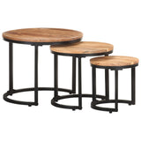 Side Tables 3 pcs Solid Acacia Wood