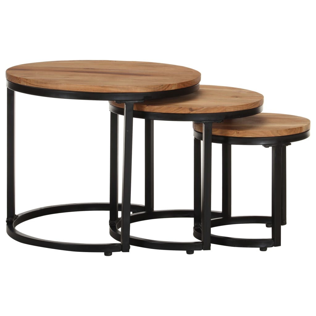 Tables d'appoint 3 pcs Bois d'acacia solide