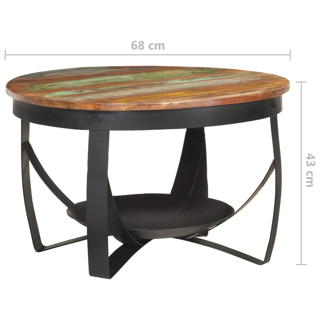 Table basse Ø68x43 cm Bois de récupération massif