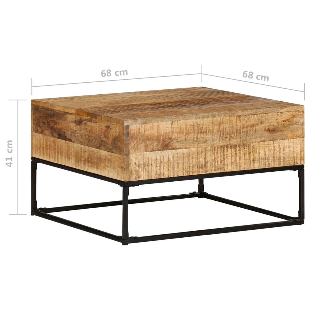 Table basse 68x68x41 cm Bois de manguier brut