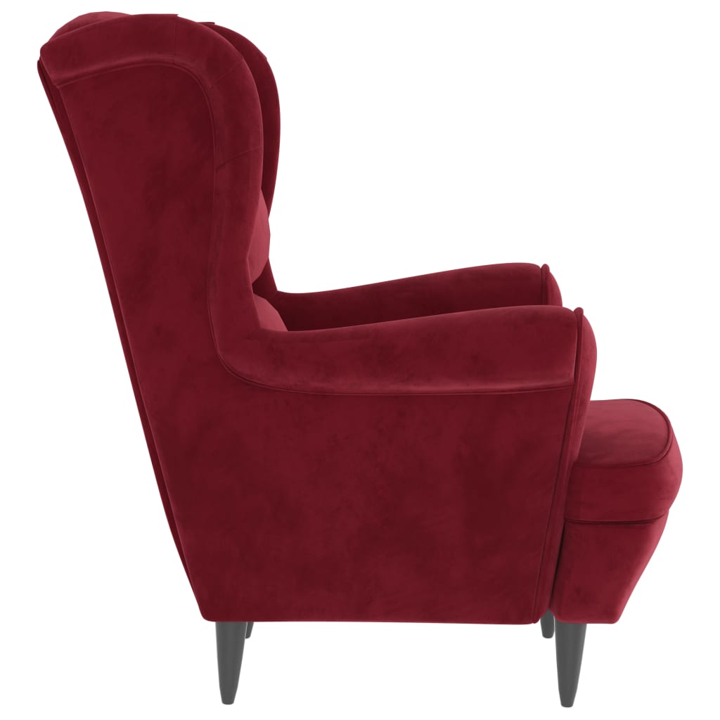 Fauteuil rouge bordeaux velours