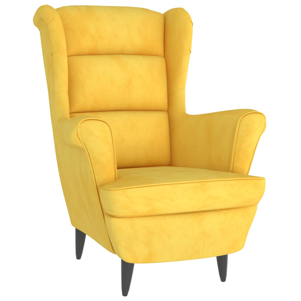 Fauteuil jaune moutarde velours