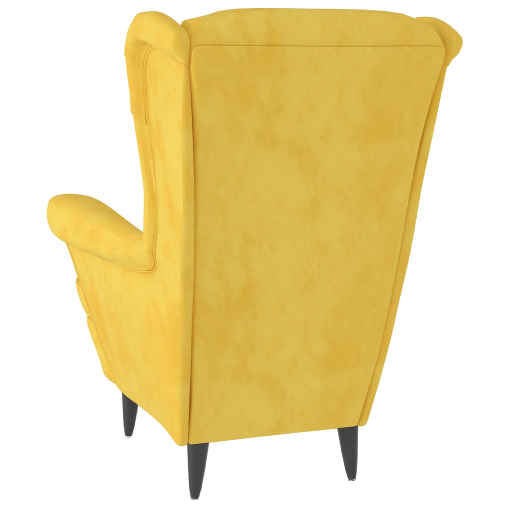 Fauteuil jaune moutarde velours