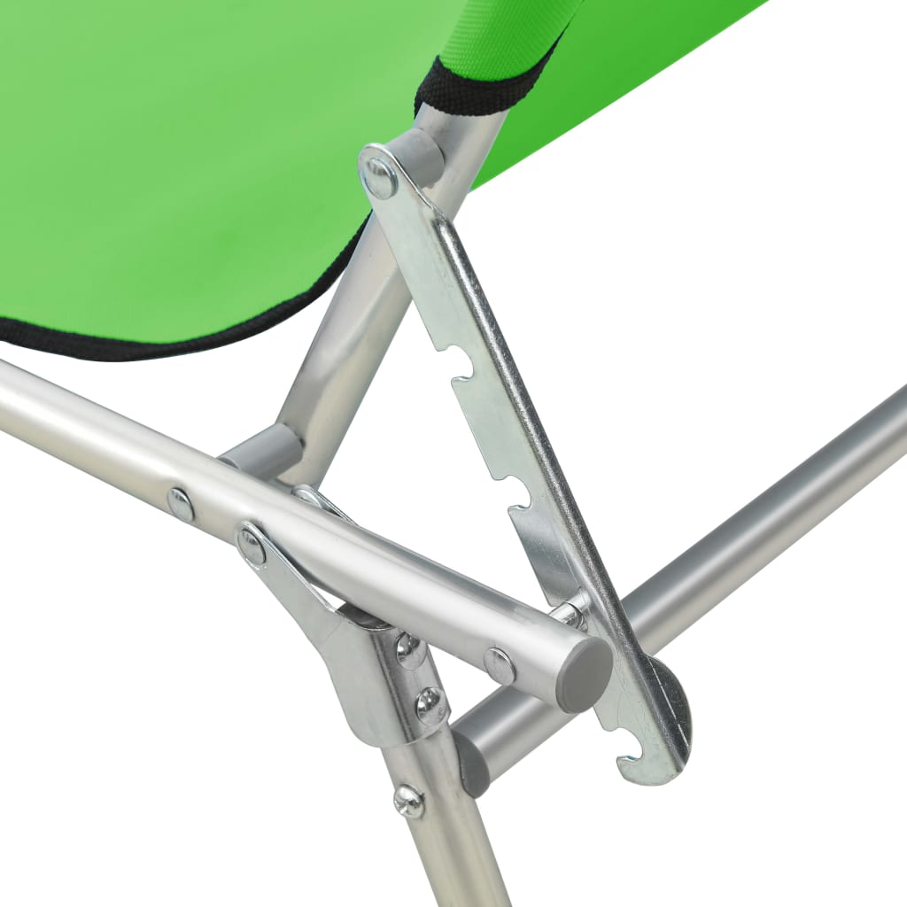 Chaise longue pliable avec auvent acier vert pomme