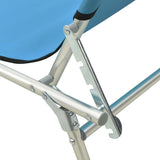 Chaise longue pliable avec auvent acier turquoise et bleu