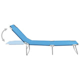 Chaise longue pliable acier et tissu bleu turquoise