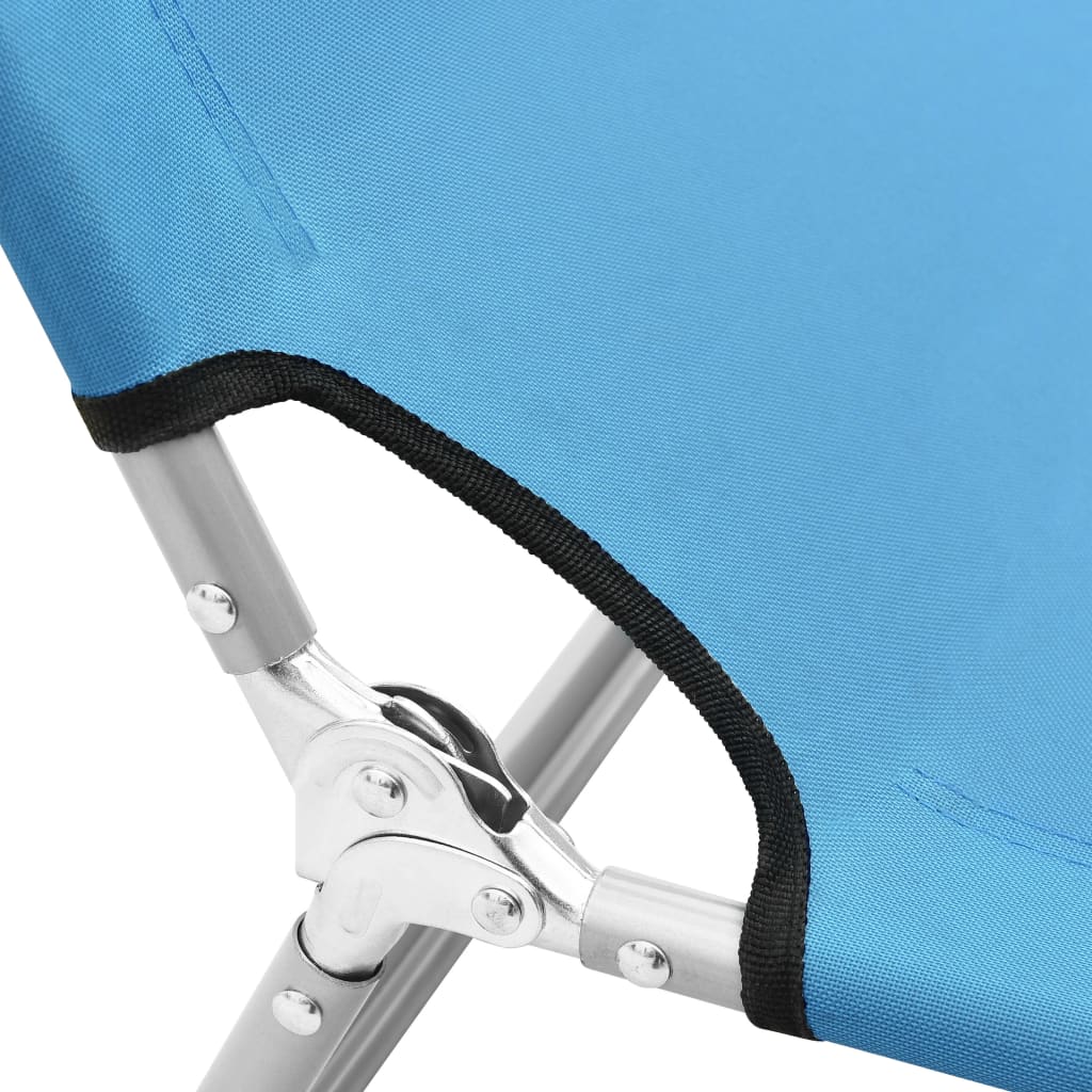 Chaise longue pliable acier et tissu bleu turquoise