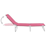 Chaise longue pliable acier et tissu rose