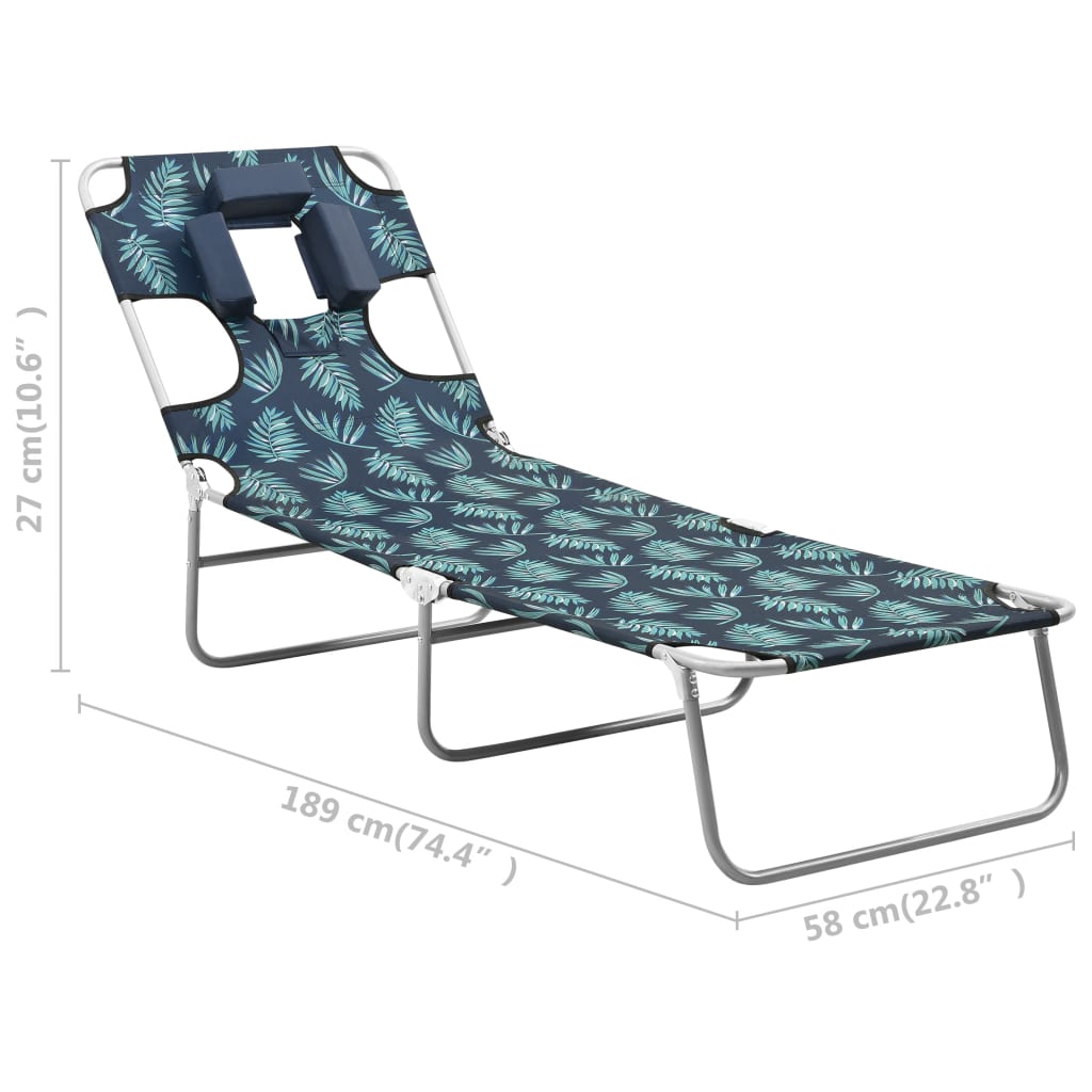 Folding lounge chair head cushion Steel Leaf pattern