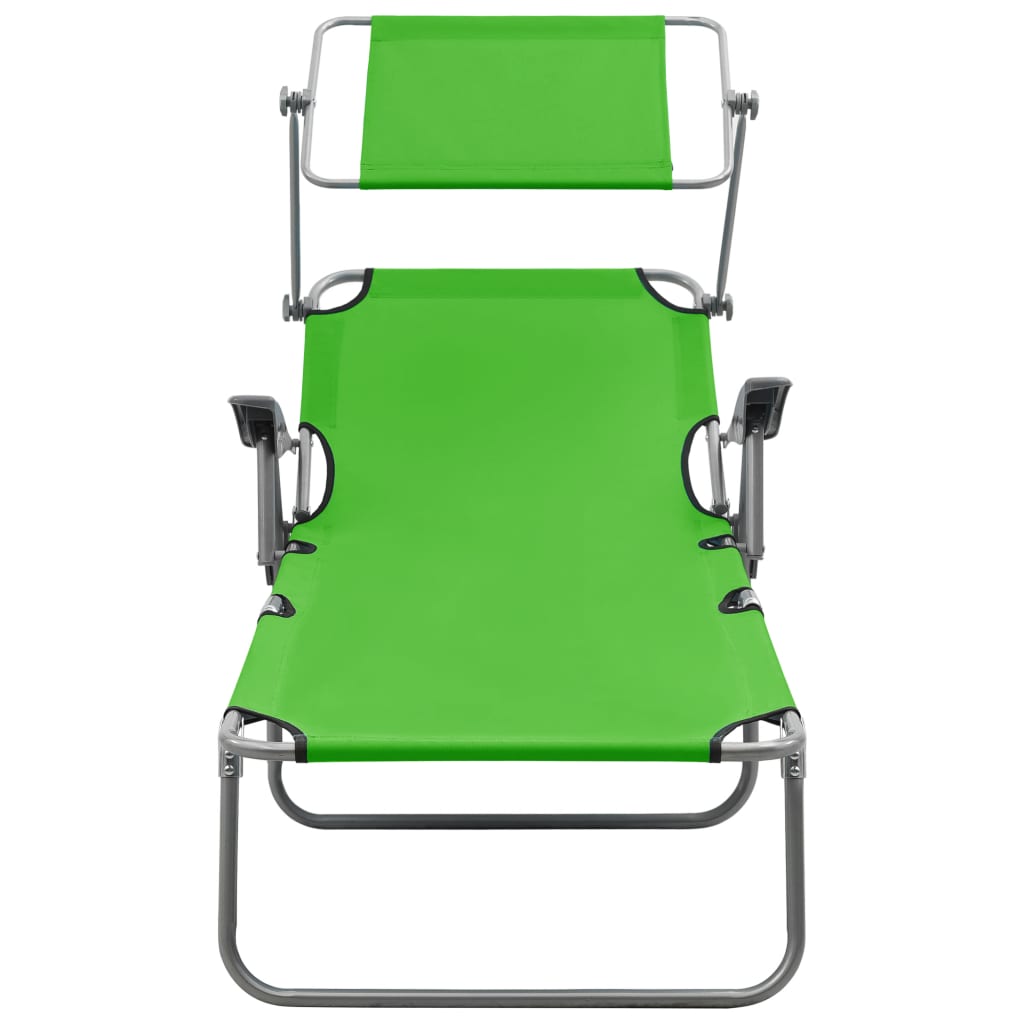 Chaise longue avec auvent acier vert