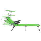 Chaise longue avec auvent acier vert