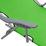 Chaise longue avec auvent acier vert