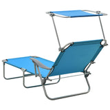 Chaise longue avec auvent acier bleu