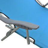 Chaise longue avec auvent acier bleu