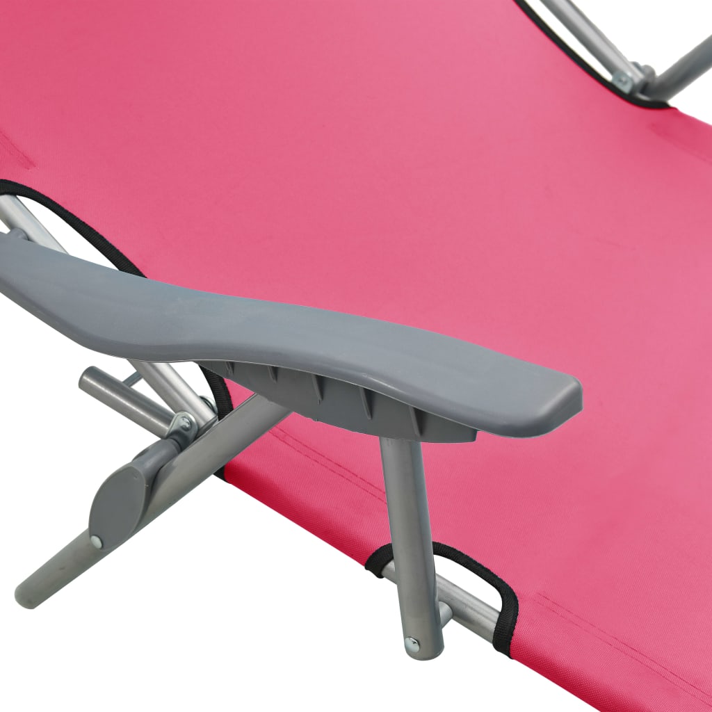 Chaise longue avec auvent acier rose