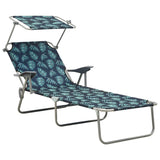 Chaise longue avec auvent acier motif de feuilles