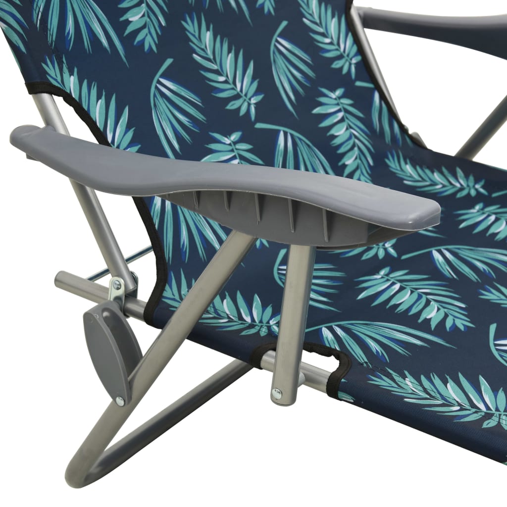 Chaise longue avec auvent acier motif de feuilles