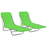 Chaises longues pliables lot de 2 Acier et tissu Vert