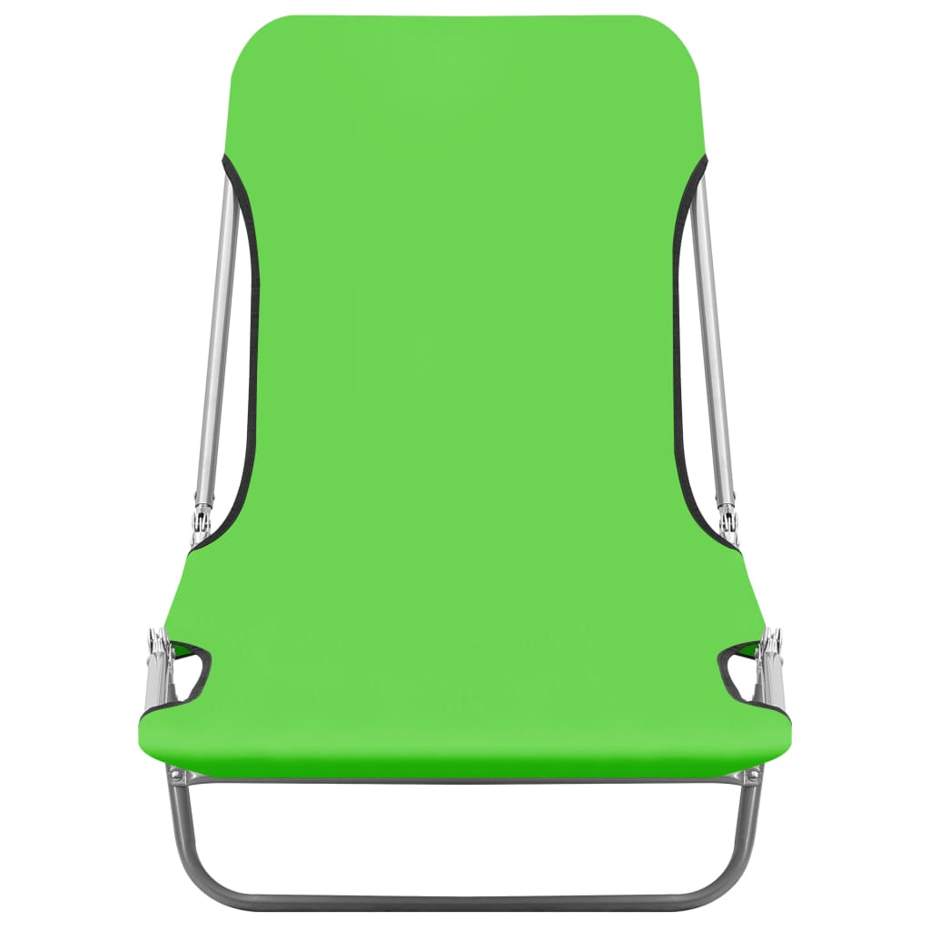 Chaises longues pliables lot de 2 Acier et tissu Vert