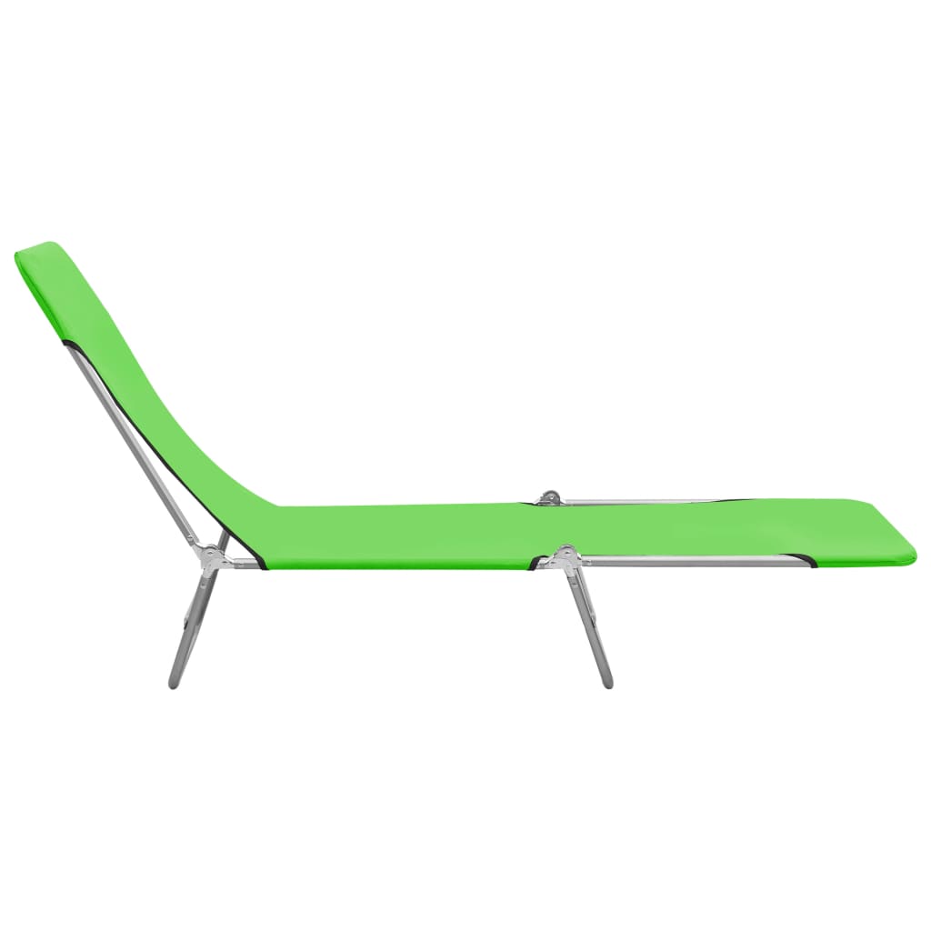 Chaises longues pliables lot de 2 Acier et tissu Vert