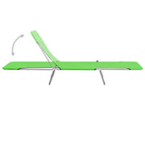 Chaises longues pliables lot de 2 Acier et tissu Vert