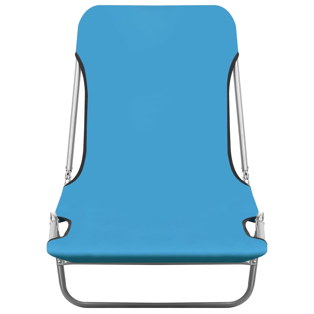 Chaises longues pliables lot de 2 Acier et tissu Bleu