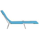 Chaises longues pliables lot de 2 Acier et tissu Bleu